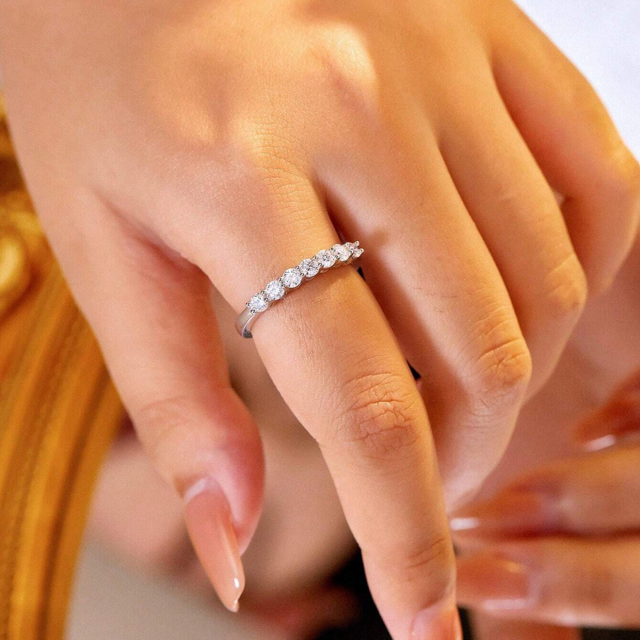 1pc 0.28ct Moissanite Engagement Ring 925 Silver 18K Gold Plated All Season
